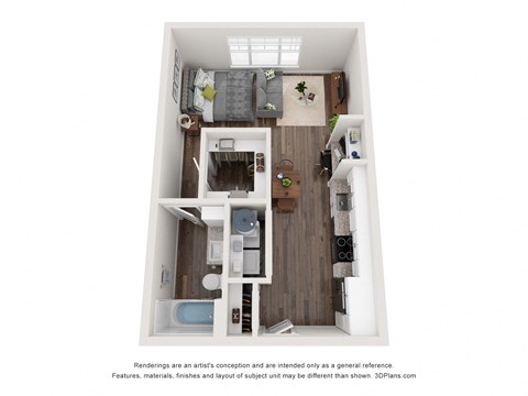 a floor plan of a 1 bedroom apartment